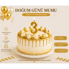 Parti Dükkanı Gold 3 Rakam Pasta Mumu 12 cm Doğum Günü Sayı Mumu