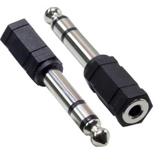 Powermaster PM-5422 Siyah 6.3 mm Stereo Erkek - 3.5 mm Stereo Dişi Ses Jack Çevirici Adaptör