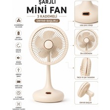 Atlt Atlantis Şarjlı Mini El Fanı Masaüstü Fan 3 Kademeli 5 Kanatlı Oynar Başlıklı Vantilatör Klima Fan 1200MAH USB Şarj