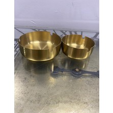 Elif Aksesuar 2 Li Gold Yuvarlak Paslanmaz Metal Küllük – Modern ve Şık Tasarım