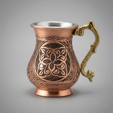 Aura Copper Geleneksel El Dövmesi Kalın Bakır Ayran Kupası - Premium Kalite Bakır Su ve Limonata Bardak Kupa 1 Adet