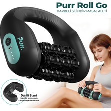Purr Roll Go Titreşimli Şarjlı Selülit Masaj Aleti, Motorlu Silindir ve Vibrasyonlu Çift Etkili Bacak, Kol, Boyun Masaj Cihazı