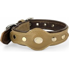 Canini Collar AirTag Uyumlu Flotter Çift Katmanlı Hakiki Deri Köpek Tasması, Çift Renkli, Yumuşak ve Dayanıklı