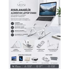 Mersi Shop Ayarlanabilir Alüminyum Laptop Standı | Katlanabilir 6 Kademeli Notebook Yükseltici