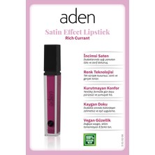 Luord-Store Aden Satin Effect Lipstick - Saten Etkili Likit Ruj 08 Currant(Koyu Mürdüm Bordo)
