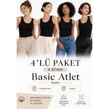Loule Kadın 4 Adet Pamuklu & Modal Kalın Askılı Esnek Basic Atlet - 4'lü Avantaj Paketi
