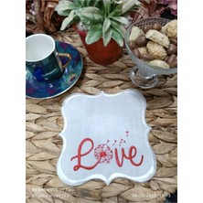 Lasetu Love Kokteyl ve Kahve Yanı Sunum Peçetesi 1 Adet Beyaz Renkli