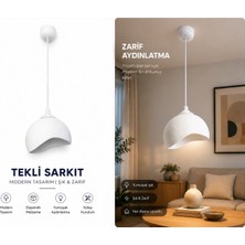 Volt Market Voltmarket Modern Dekoratif Tekli Sarkıt Avize E27 Duy Beyaz Kablolu