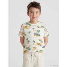 LC Waikiki Yeni Sezon Lcw Kids Beyaz Baskılı Erkek Çocuk Tişört Takım