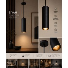 Volt Market Voltmarket GU10 Tekli Sarkıt Avize Silindir Tasarım Metal Gövde Siyah  Modern Dekoratif Tavan Aydınlatma