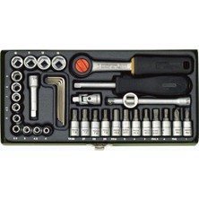 Proxxon Endüstriyel Proxxon 23080 Cırcırlı Kollu 36 Parçalı Lokma ve Bits Takımı 1/4''