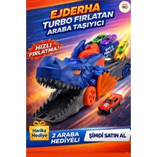 KoseToys Araba Fırlatan Ejderha Taşıyıcı Kamyon 2 Adet Araba Hediyeli Mavi