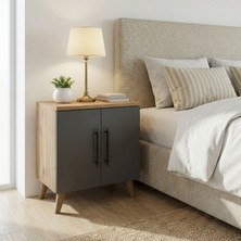 Enda Home Collection Lumen 2 Kapaklı Raflı Klasik Komodin