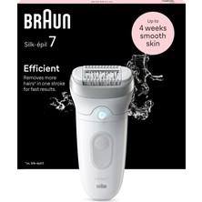 Braun Silk-Épil 7 Kadın Epilatörü, Uzun Süreli Epilasyon Için Aparatlı Tüy Çıkarıcı,pürüzsüzlükte Cilt,kadın Tıraş Makinesi, Islak ve Kuru, Su Geçirmez, Almanya'da Üretilmiştir - 7-011, Beyaz/gümüş