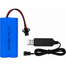 Mamshop 3.7 Volt 1800 Mah Uzaktan Kumandalı Araba Pili 14500 Li-On Siyah Soketli Araba Pili Yanında Şarj Kablosu Aa Pil