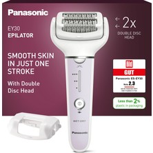 Kadınlar Için Panasonic ES-EY30 Islak/kuru Epilatör, 60 Cımbızlı Çift Disk, 90° Dönebilen Başlık, 3 Hız ve LED Işık, 30 Dk. Operasyon, Kablosuz, Saç Çıkarıcı.