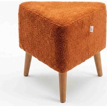 Mc Mobilya ​sahra Teddy Kumaş Üçgen Puf - Ahşap Ayaklı Modern Dekoratif Prizma Bench - Tarçın
