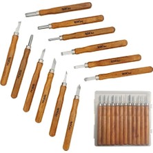 Rox Wood Mini Ahşap Oyma Bıçak Seti 12 Parça Pvc Çantalı