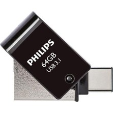 Philips FM64DC152B/00 64GB 2 In 1 Type-C/usb 3.1 Siyah Gri USB Flash Bellek