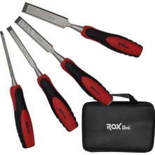 Rox Wood Düz Iskarpela Seti 4 Parça Neopren Çantalı