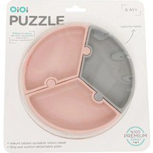 OiOi Puzzle Mama Tabağı Pinky Pink Powder Grey (2 Adet)