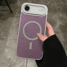 Edelfu iPhone 17 Air Uyumlu - Simli Magsafeli Kamera Çevresi Taşlı Yanları Silikon Kılıf