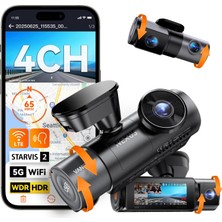 Vantrue N5S 4 Kanal Starvıs 2 Araç Kamerası Araba 2.7k+ 1080P+ 1080P+ 1440P Ön Iç Arka, Hdr+Wdr Araç Kamerası 5g Wifi,sesle Kontrollü Araç Kameraları,gps, 24 Saat.park Modu, Lte Isteğe Bağlı, 1 Tb
