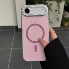 Edelfu iPhone 17 Air Uyumlu - Simli Magsafeli Kamera Çevresi Taşlı Yanları Silikon Kılıf