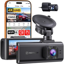 Redtiger Redtıger F7NA 4K Araç Kamerası Ön Arka,starvıs 2 IMX678 8mp Ultra Hd Araç Kamerası, 5,8 Ghz Wifi (20 Mb/s),gps ve Ses Kontrolü,hdr Gece Görüşü, 24 Saat Park Izleme, Sd Kartsız, Maksimum 512 Gb'a Kadar