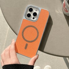 Edelfu iPhone 16 Pro Max Uyumlu - Simli Magsafeli Kamera Çevresi Taşlı Yanları Silikon Kılıf