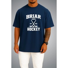 Bahriyeli Collection Oversize Off Campus Briar University Hawks Dı Laurentıs 66 Göğüs ve Sırt Baskılı Unisex T-Shirt