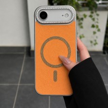 Edelfu iPhone 17 Air Uyumlu - Simli Magsafeli Kamera Çevresi Taşlı Yanları Silikon Kılıf