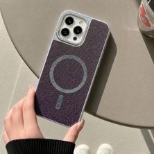 Edelfu iPhone 16 Pro Max Uyumlu - Simli Magsafeli Kamera Çevresi Taşlı Yanları Silikon Kılıf