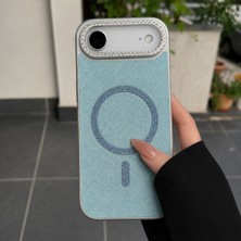 Edelfu iPhone 17 Air Uyumlu - Simli Magsafeli Kamera Çevresi Taşlı Yanları Silikon Kılıf