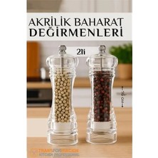 zenviaa Baharat Öğütücü - Baharat Karabiber Tuz Değirmeni Ahşap Akrilik Kristal 2 Li Set 7217