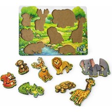 Bee Smart Ahşap Vahşi Hayvanlar Geçmeli Puzzle (2 Adet)