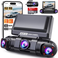 360° Araç Kamerası, 4 Kanallı Kablosuz 2k Araç Kamerası, 2K+1080P*3 Çözünürlük, Entegre Wi-Fi ve Uygulama, G-Sensörü, 8 Ir Gece Görüş Led'i, Dahil. 64GB Sd Kart