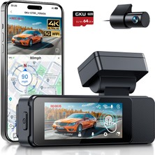 Gku Dashcam Araba Ön Arka, 4k/2.5k Dokunmatik Ekranlı 3,18 Inç, Gps 5g Wi-Fi Araç Kamerası, Çift Araç Kamerası, 64GB Sd Kart, Park Izleme, Wdr, 170° Geniş Açı, G-Sensörü, Döngü Kayıt, Maks. 256GB