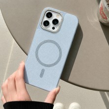 Edelfu iPhone 16 Pro Uyumlu - Simli Magsafeli Kamera Çevresi Taşlı Yanları Silikon Kılıf