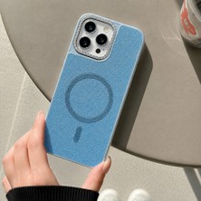 Edelfu iPhone 16 Pro Max Uyumlu - Simli Magsafeli Kamera Çevresi Taşlı Yanları Silikon Kılıf