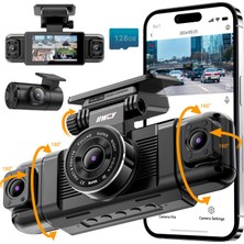 Iıwey N5 Araç Kamerası 4 Kanallı 360° Araba Için Kamera - 1080P Ön, Arka, Iç, Yanlar - Gece Görüşü, G-Sensörü, Park Modu, 5g Wifi ve Uygulama, Dahil. 128GB Sd Kart