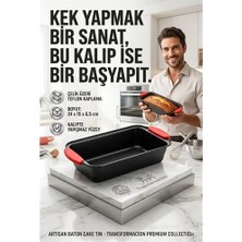 Fırsatkolik Yanmaz Yapışmaz Baton Kek Kalıbı Silikon Saplı Ekmek Kalıbı 24 cm Granit Efektli 723135