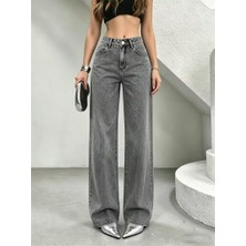 Layal My Beauty Alice Kadın Palazzo Power Likralı Süper Yüksek Bel Salaş Jeans Kot Pantolon Yeni Sezon 3
