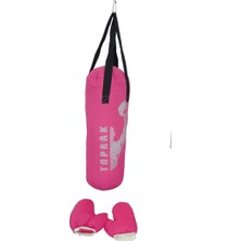 Fırsatkolik Boks Torbası Eldiven ve Karabina Hediyeli Içi Dolu 60X22CM Pembe