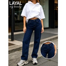 Layal My Beauty Alice Kadın Palazzo Power Likralı Süper Yüksek Bel Salaş Jeans Kot Pantolon Yeni Sezon 3