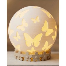 Lunera Accessories Kelebek Desenli Küre Mumluk – 3D Baskı Dekoratif Tealight Mum Tutucu