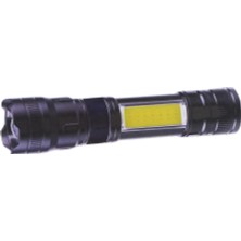 Magicool PS-354 Şarjlı El Feneri Zoomlu, Yan Cob Aydınlatmalı Kırmızı Ikaz Işıklı ve Mıknatıslı