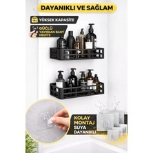 TKÇ Duş Içi Yapışkanlı Banyo Rafı 2’li Set Delme Yok Güçlü Yapışkan Bantlı Organizer