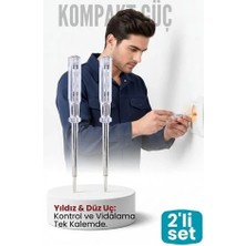 TKÇ Tkcls- 2'li Set Elektrik Kontrol Kalemi Tornavida Yıldız Düz Uçlu