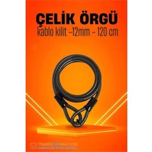 TKÇ Tkcls- Transformacion Çelik Örgü Kablo Kilit 12MM 120 cm Bisiklet Kilidi Motosiklet Kilidi Eşya